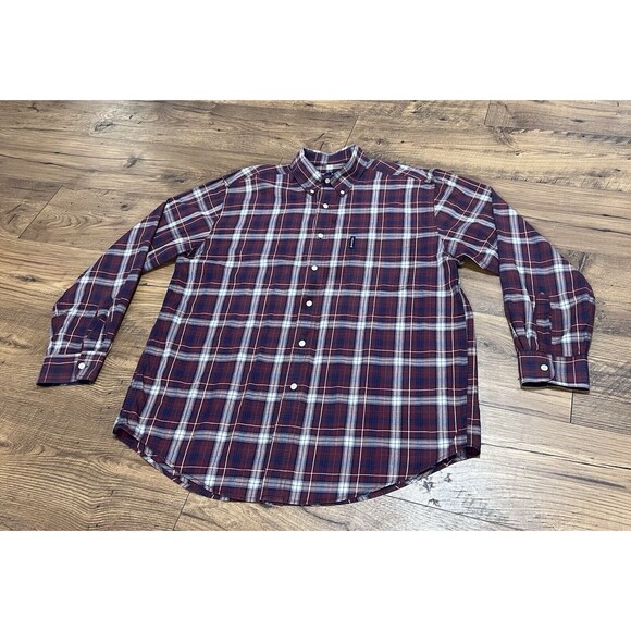 Ralph Lauren Chaps Button Down Shirt RCL Mens Large Red Plaid Check Long Sleeve - Picture 2 of 11